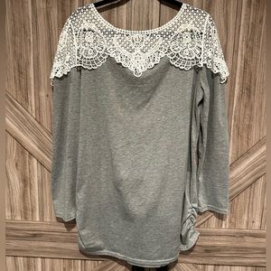 Contrast Lace Long Sleeve Top
